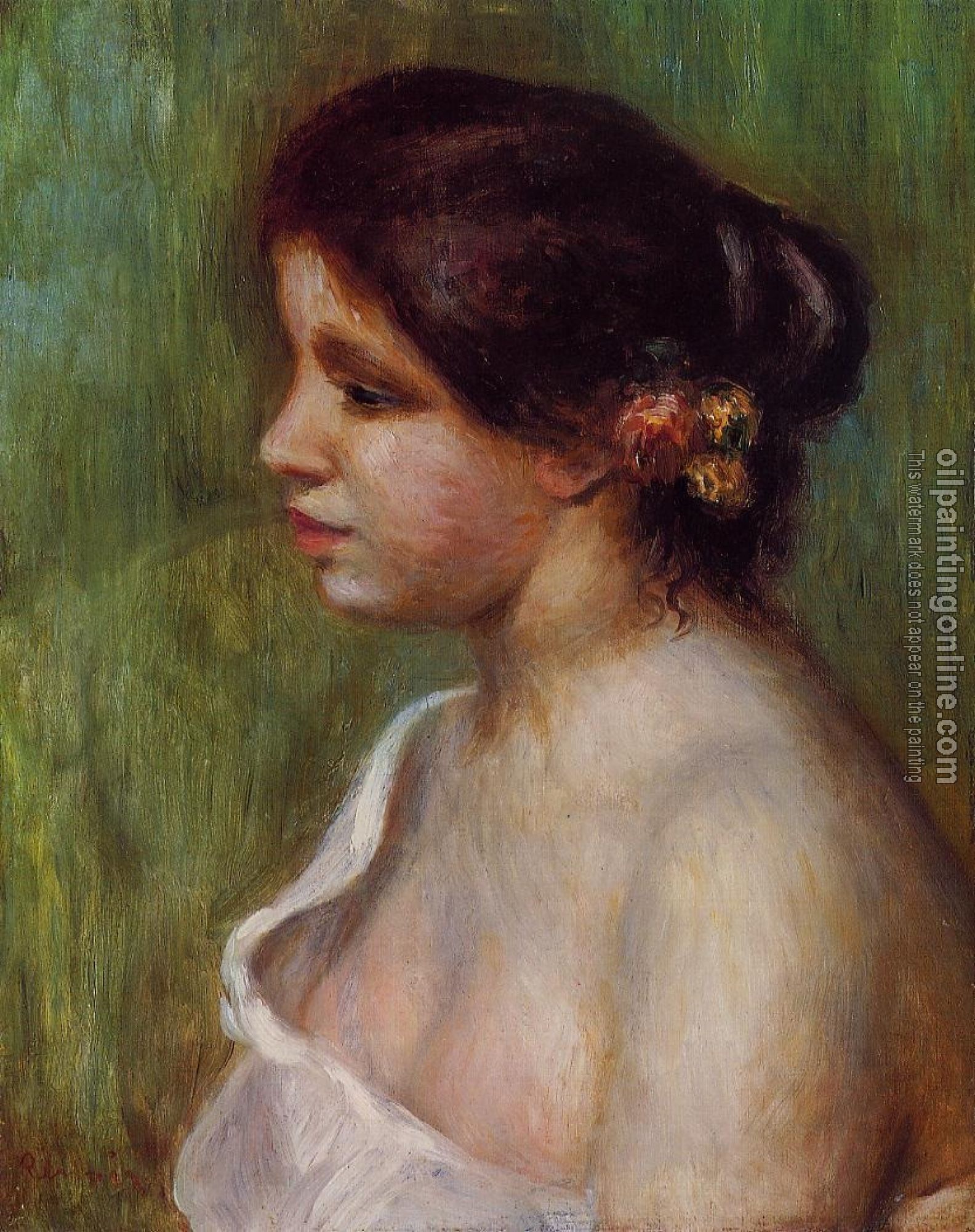 Renoir, Pierre Auguste - Bust of a Young Woman with Flowered Ear